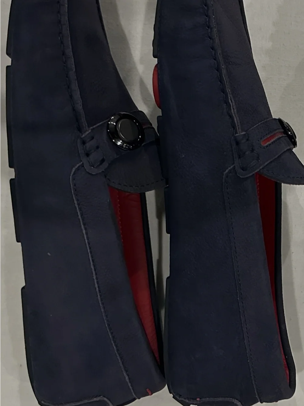 Ferrari x TOD’S Men's Navy Suede Driving Loafers with Red Lining